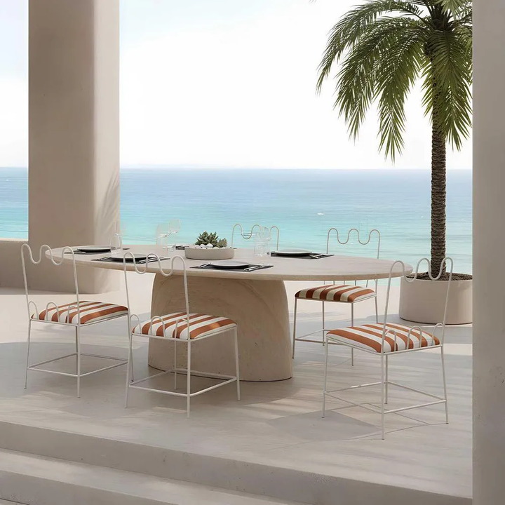 Wira Dining Chair Outdoor Terracotta/White Stripe Cushion