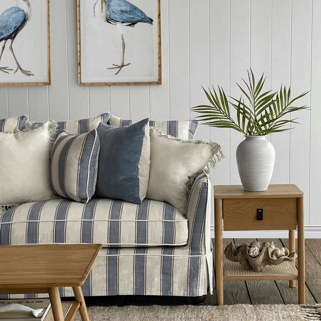 Noosa Hamptons 3 Seat Sofa Blue Sky Stripe