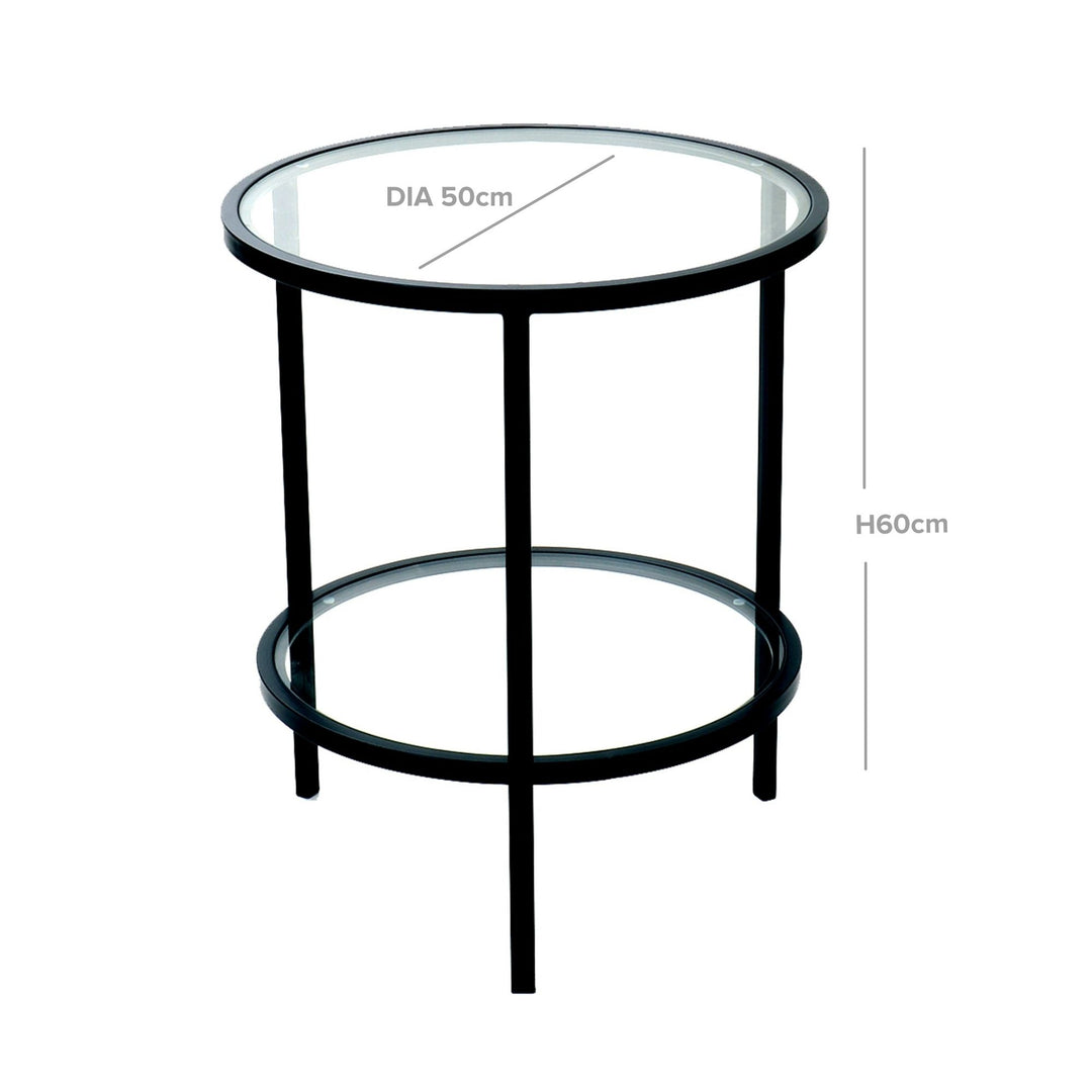 Palladium Black Iron & Glass Side Table