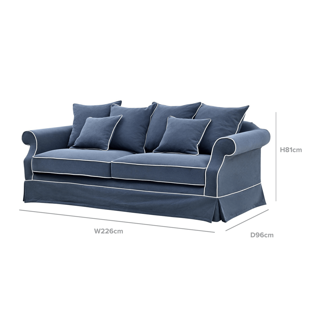 Avalon Hamptons 3 Seat Sofa Navy