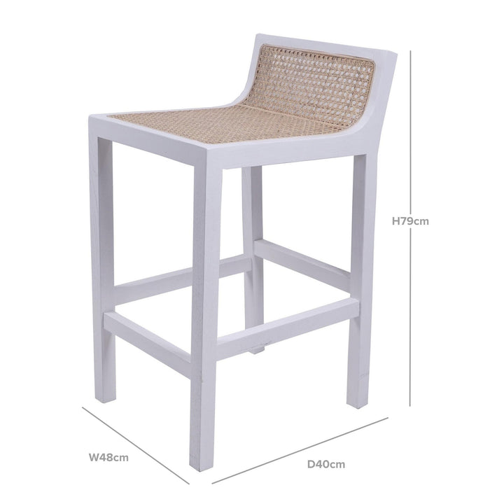 Amalfi Elm Wood and Rattan Barstool White