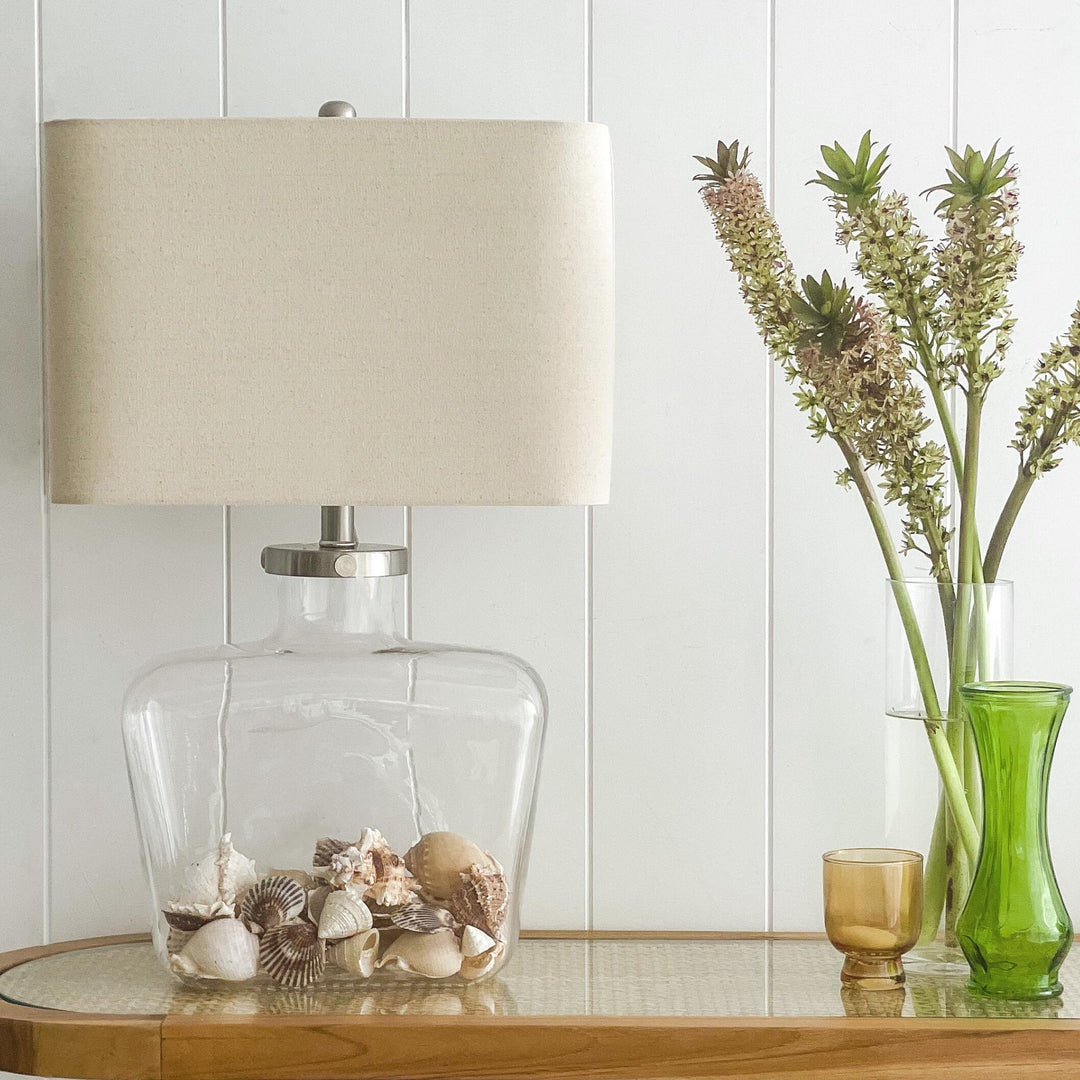 Fillable Bottle Lamp W Linen Shade - Lamp Base & Shade