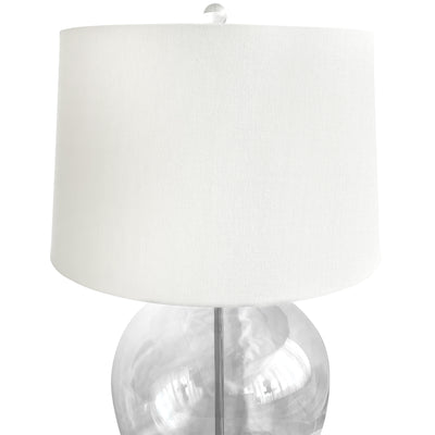 Glass Urn Lamp With White Linen Shade