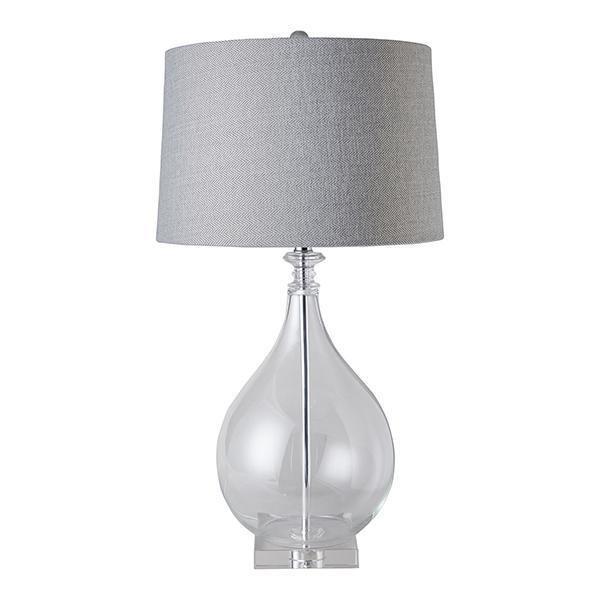 Drop Shade Glass Lamp With Grey Weaving Shade - Lamp Base & Shade