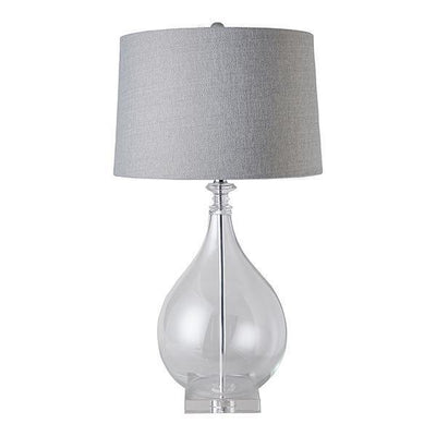 Drop Shade Glass Lamp With Grey Weaving