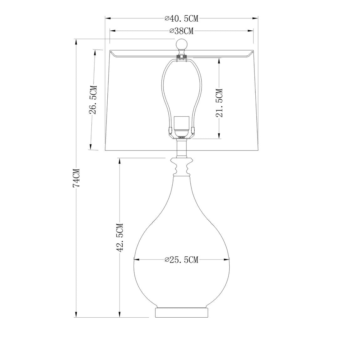 Drop Shade Glass Lamp With Grey Weaving Shade - Lamp Base & Shade