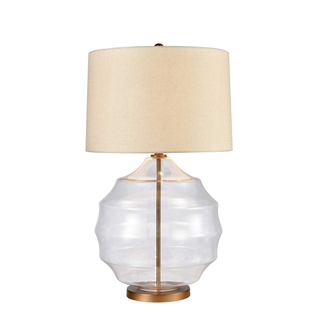 Victoria Glass Lamp W/ Ivory Shade - Lamp Base & Shade