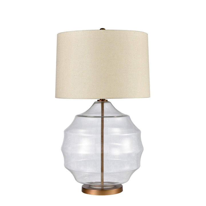 Victoria Glass Lamp W/ Ivory Shade - Lamp Base & Shade