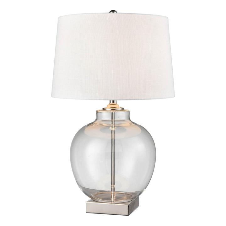 Ellyn Glass and Nickel Lamp with White Linen Shade- Lamp Base & Shade