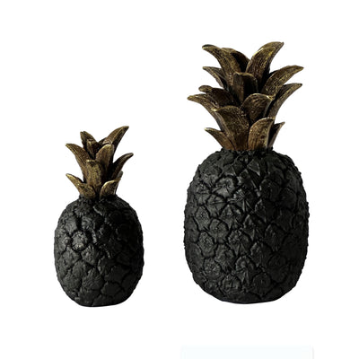 Carina Black Pineapple with Gold Leaves Large