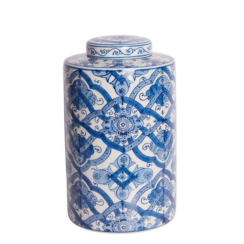 Bungalow Blue & White Porcelain Jar Tall Large