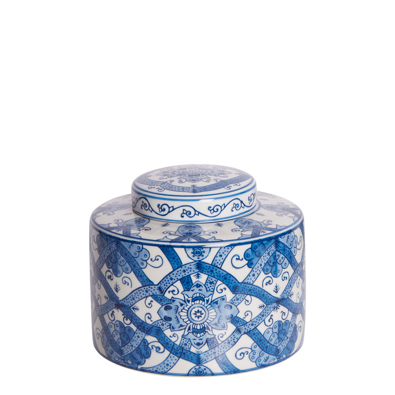 Bungalow Blue & White Porcelain Jar Short Small