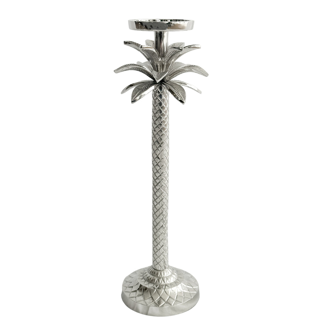 Raffles Palm Candle Stick Silver Medium