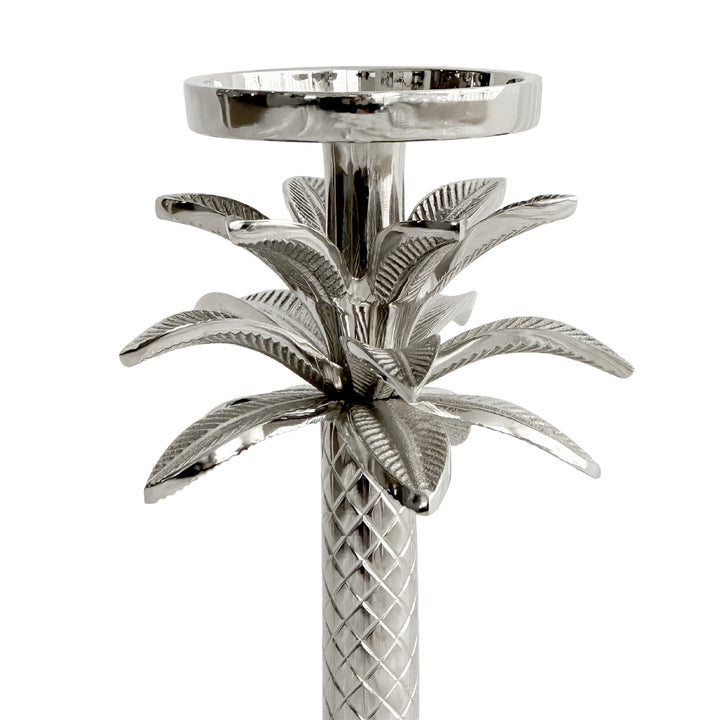 Raffles Palm Candle Stick Silver Medium