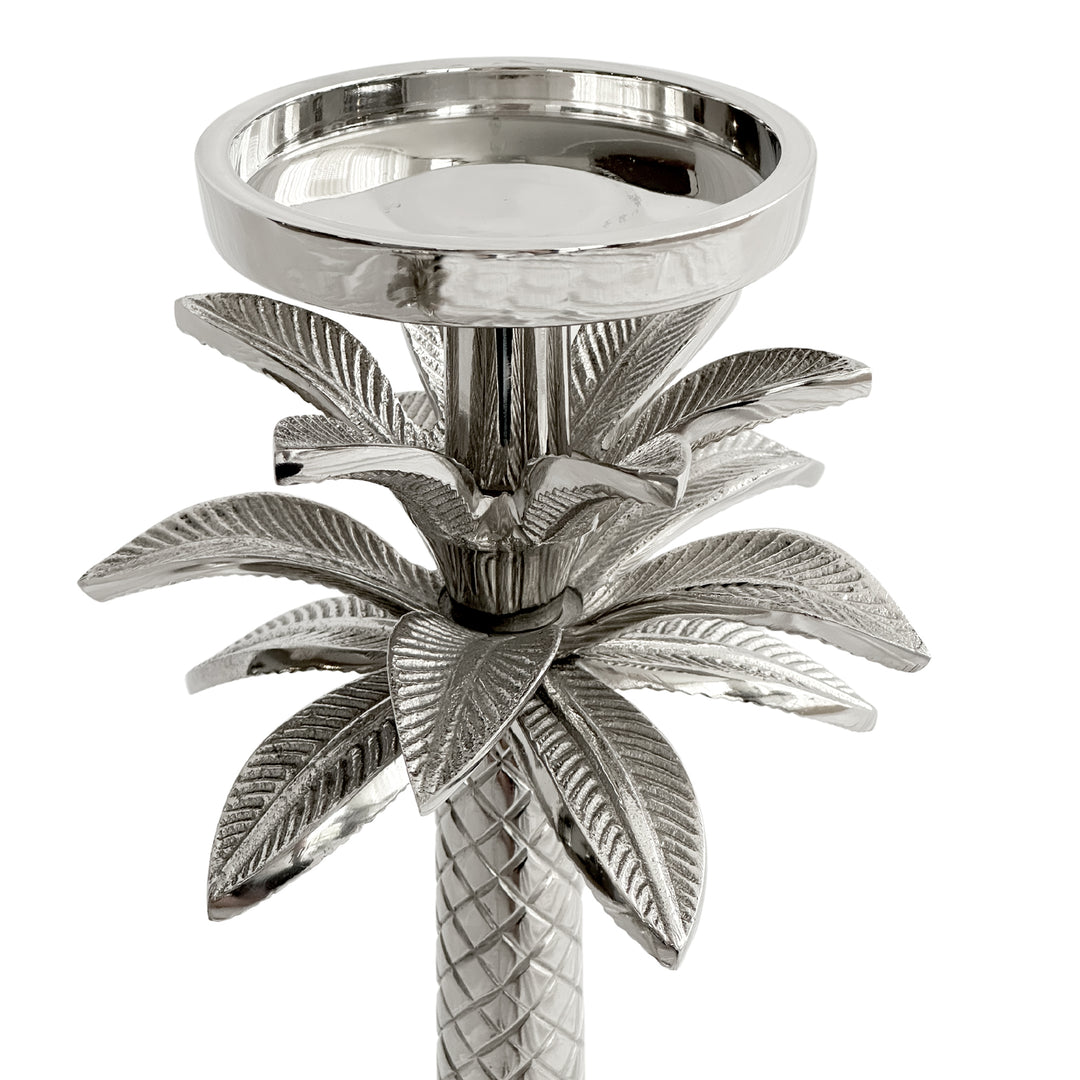 Raffles Palm Candle Stick Silver Medium