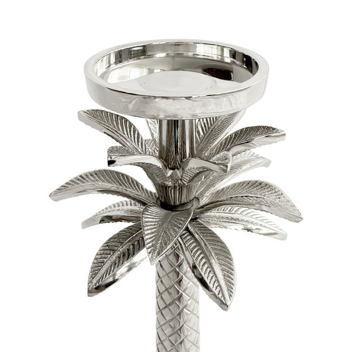 Raffles Palm Candle Stick Silver Small