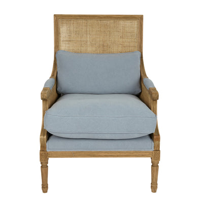 Keahi Oak Armchair W/ Blue Cushions