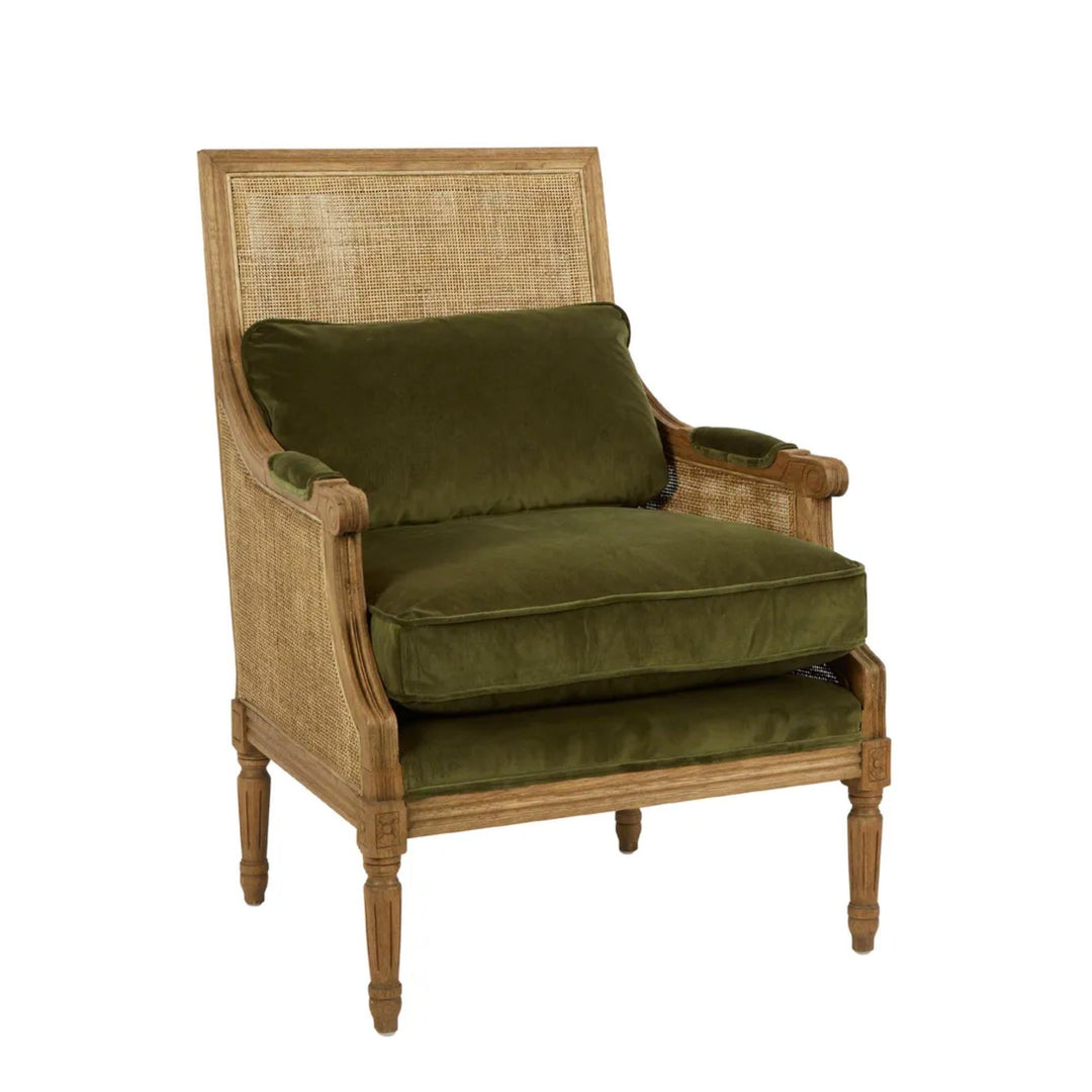 Hicks Caned Armchair Olive Green