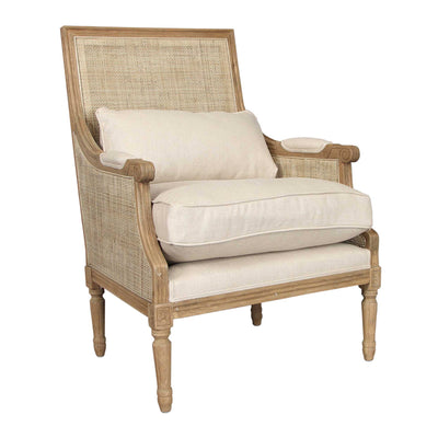 Keahi Oak Armchair W/ Beige Cushions