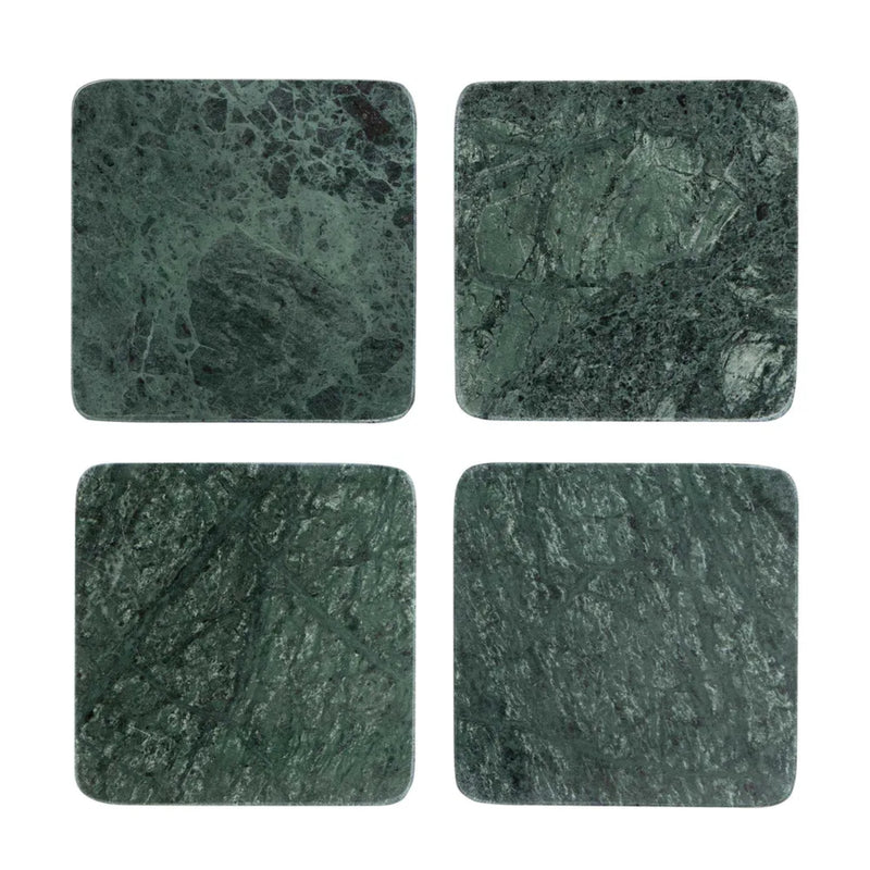 River Marble Coaster Square Green Set of 4
