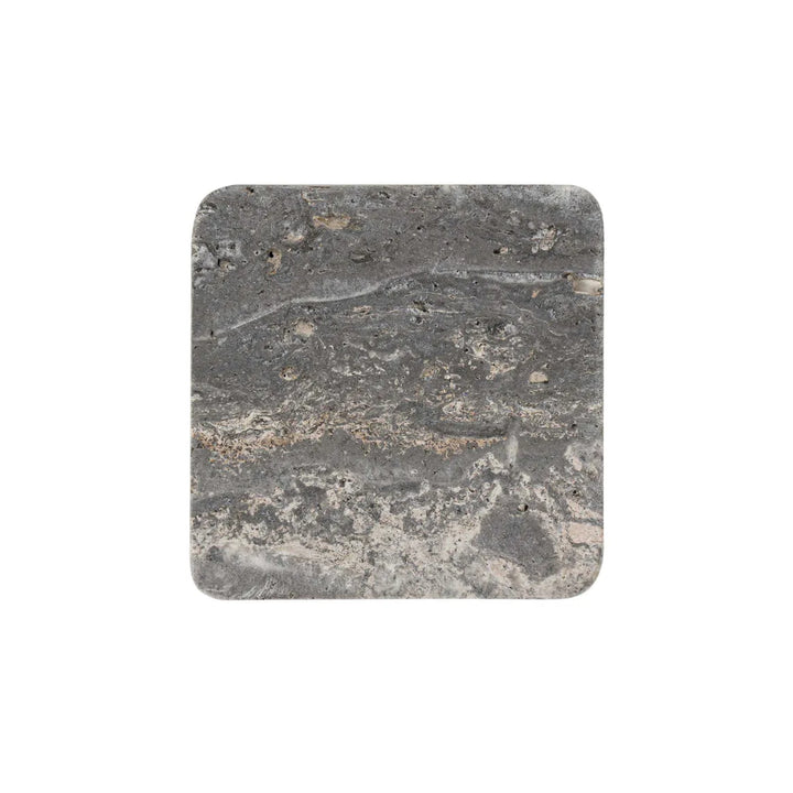 Graze Travertine Coaster  Square Dark Brown