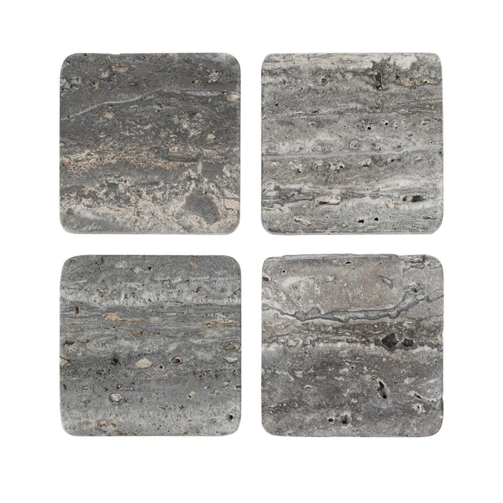 Graze Travertine Coaster  Square Dark Brown