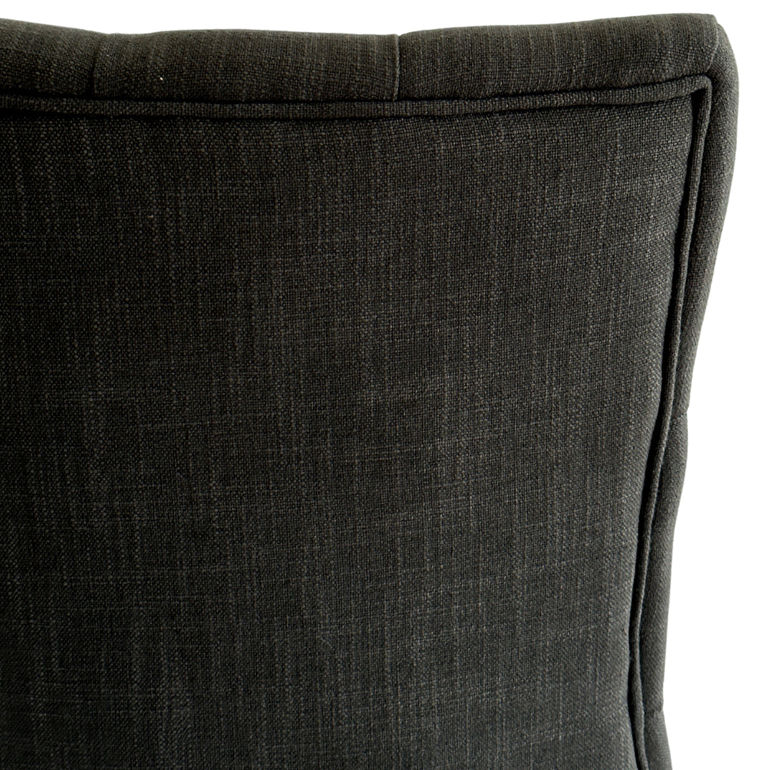 Diana Buttoned Hamptons Dining Chair Charcoal Linen Blend