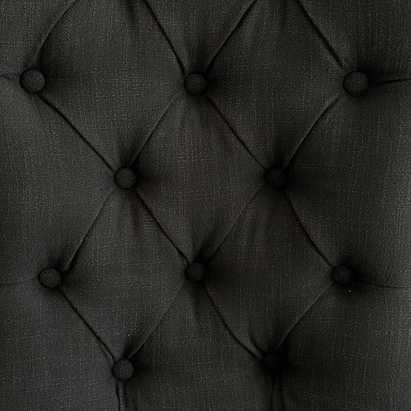 Diana Buttoned Hamptons Dining Chair Charcoal Linen Blend