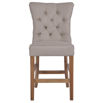 Oakwood Hamptons Beige Linen Counter Chair W/ Buttons