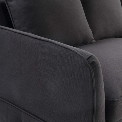Noosa 3 Seat Hamptons Queen Sofa Bed Charcoal Linen Blend