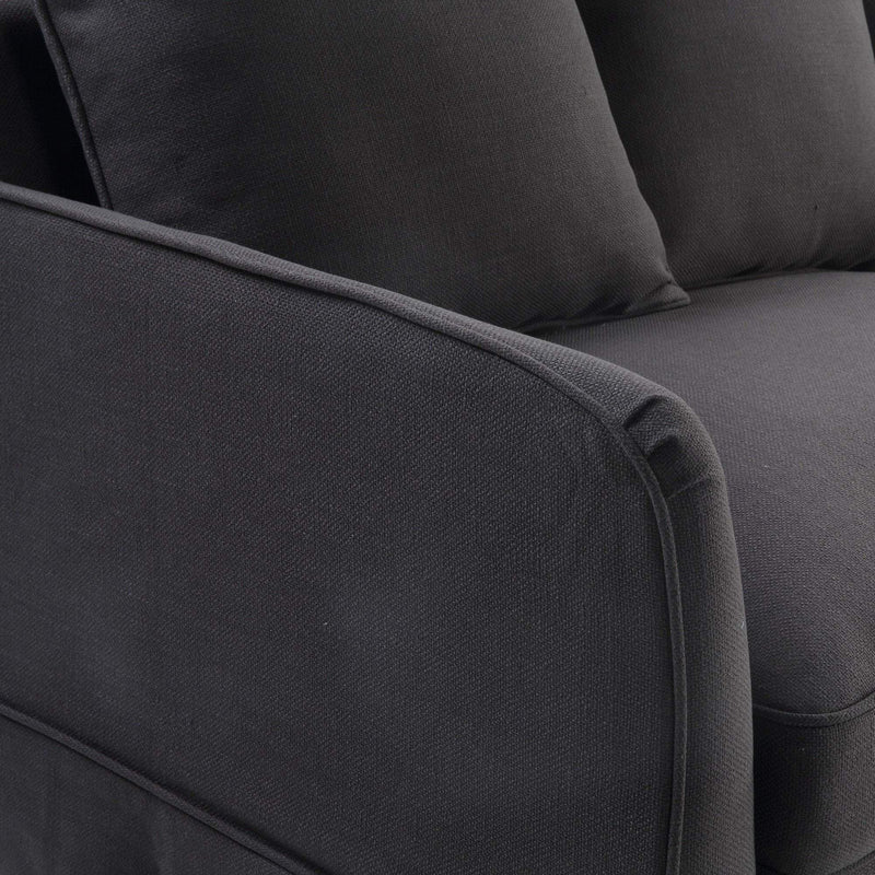 Noosa 3 Seat Hamptons Queen Sofa Bed Charcoal Linen Blend