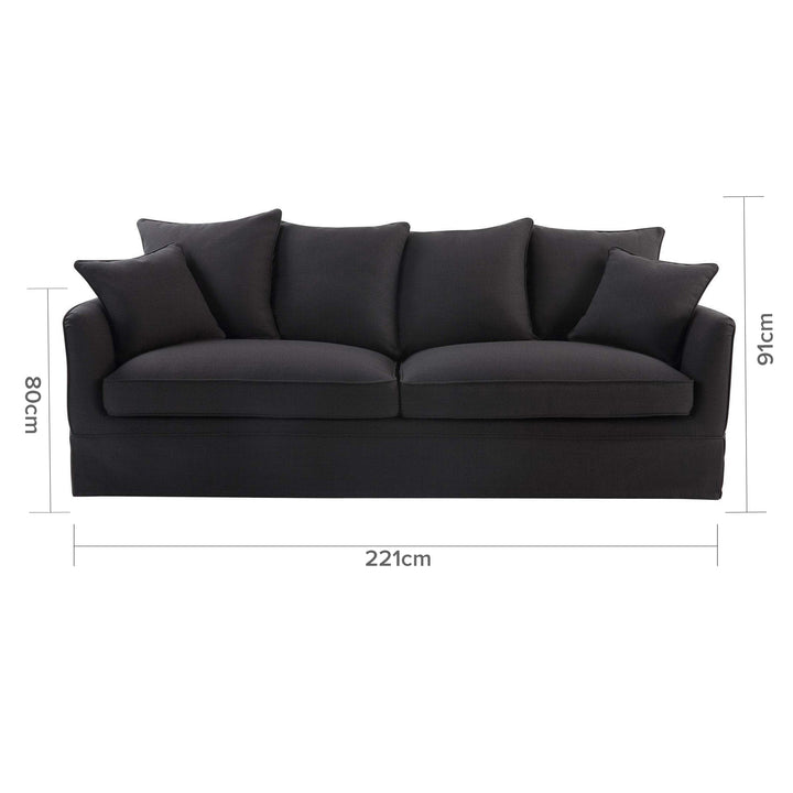 Noosa Hamptons 3 Seat Queen Sofa Bed Charcoal