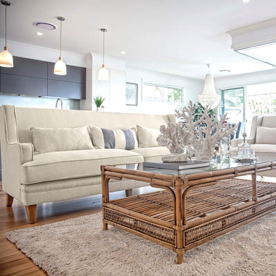 Bondi Hamptons 3 Seat Sofa Beige Linen Blend