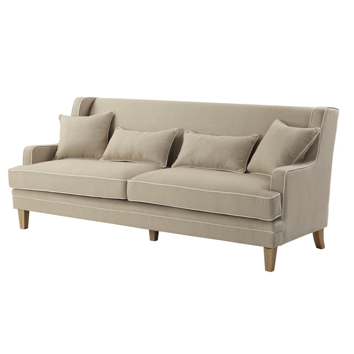 Bondi Hamptons 3 Seat Sofa Natural/White Piping