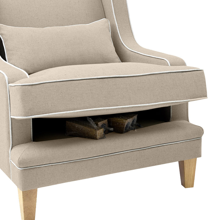 Bondi Hamptons Armchair Natural W/White Piping