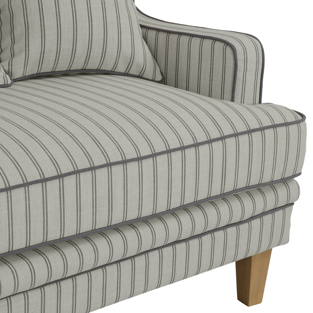 Bondi Hamptons 3 Seat Sofa Blue/White Pin Stripe