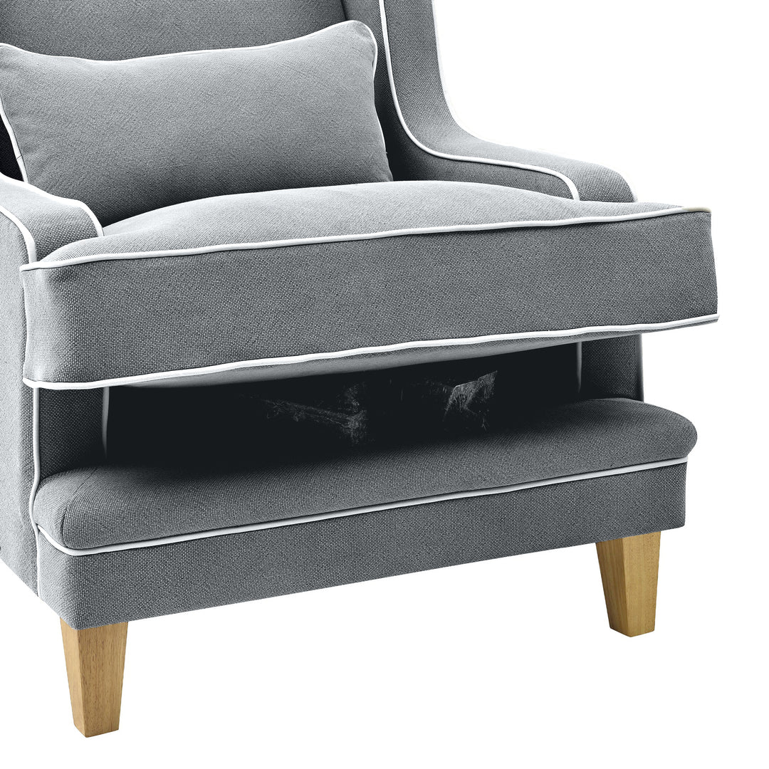 Bondi Hamptons Armchair Grey W/White Piping