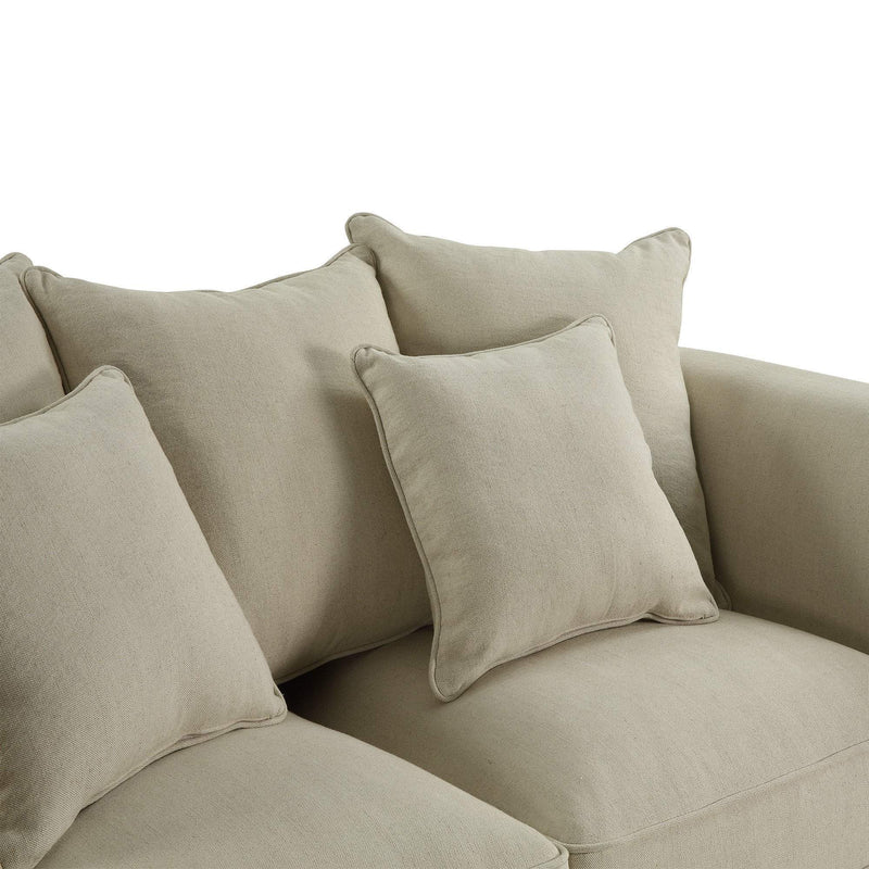 Manhattan 2 Seat Sofa W/ Studs Beige Linen Blend