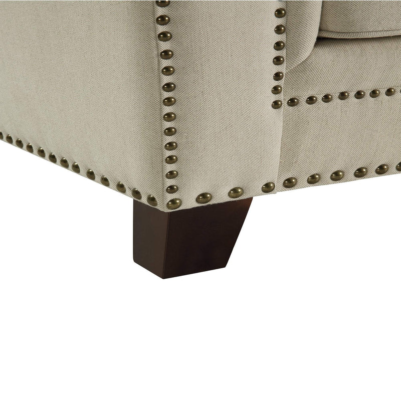 Manhattan 3 Seat Sofa W/ Studs Beige Linen Blend