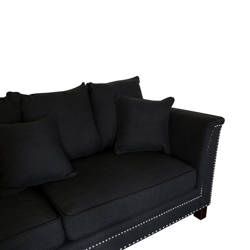Manhattan 3 Seat Sofa Charcoal W/Silver Studs