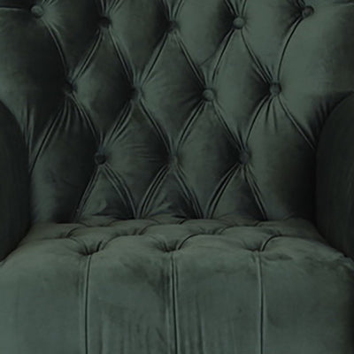Maurice Velvet Green Buttoned Armchair W/ Studs
