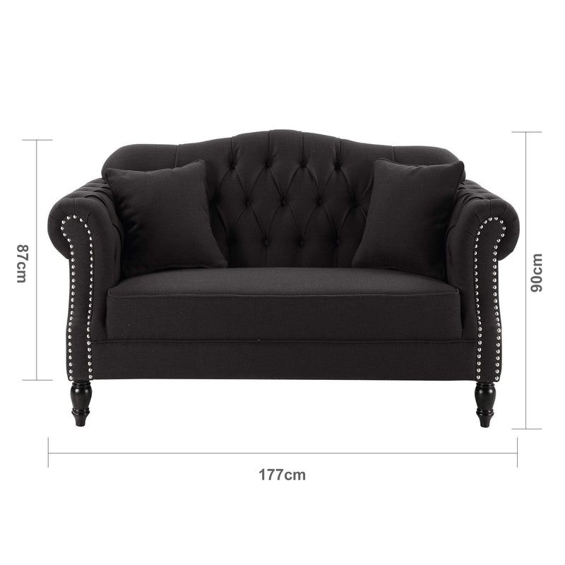 Vaucluse Buttoned 2 Seat Sofa Charcoal