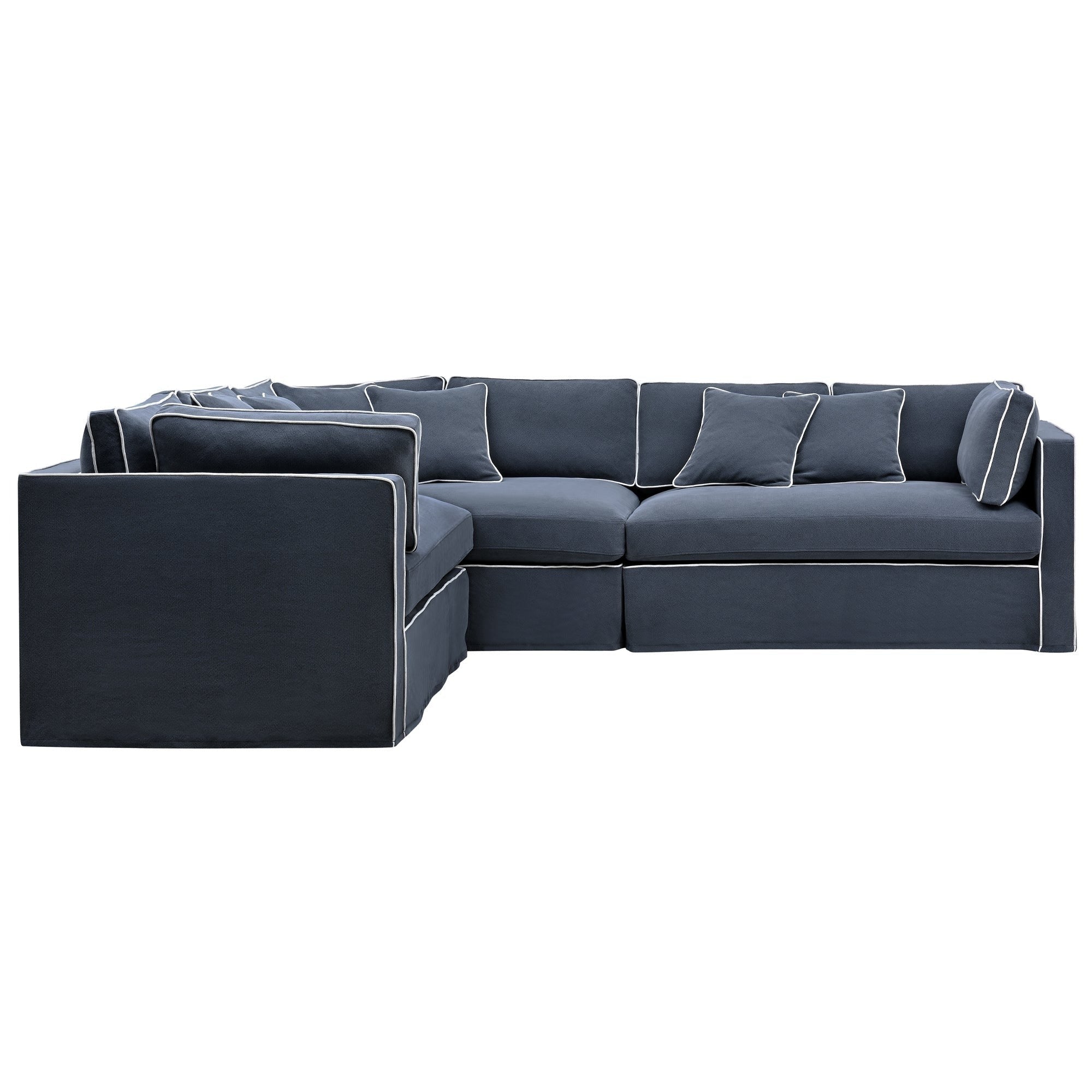 Marbella Modular Sofa Navy With White Piping Left   FL0400NV A A B 1 