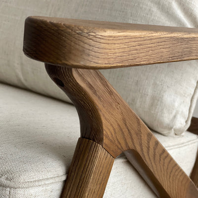 Ash Wood Timber Chair W/Natural Cushions Linen Blend