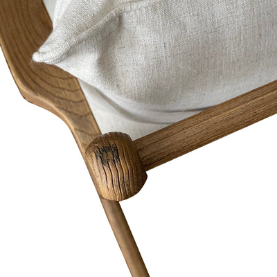 Ash Wood Timber Chair W/Natural Cushions Linen Blend