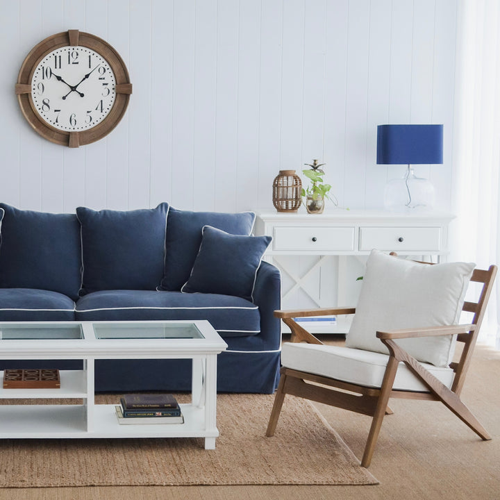 Ash Wood Timber Chair W/Natural Cushions Linen Blend