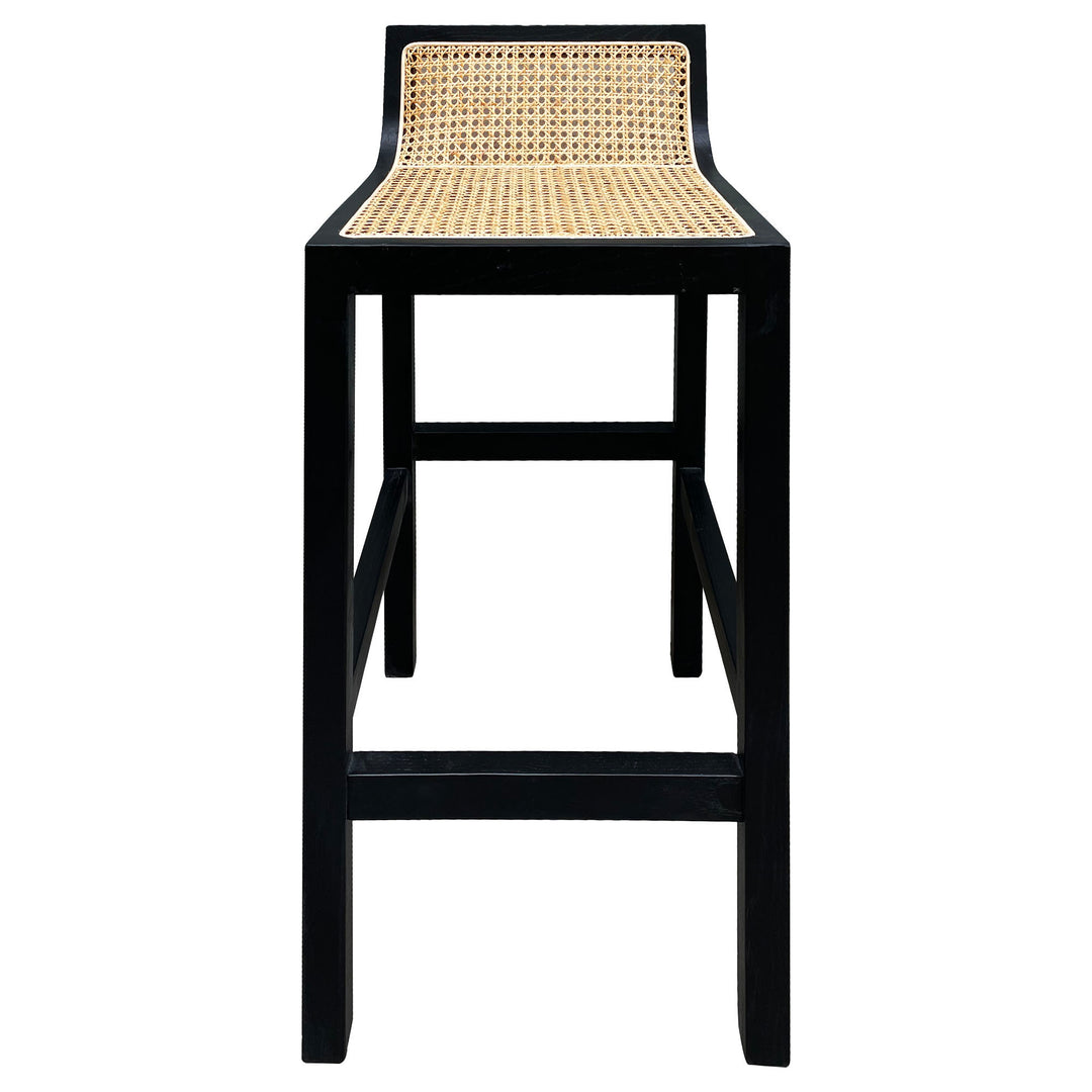 Amalfi Elm Wood and Rattan Barstool Black