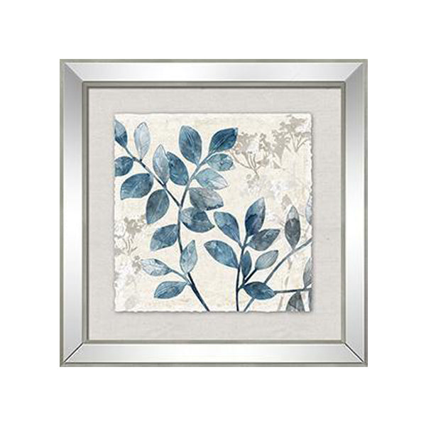 Blue Leaf Print W/Mirror Square - Left