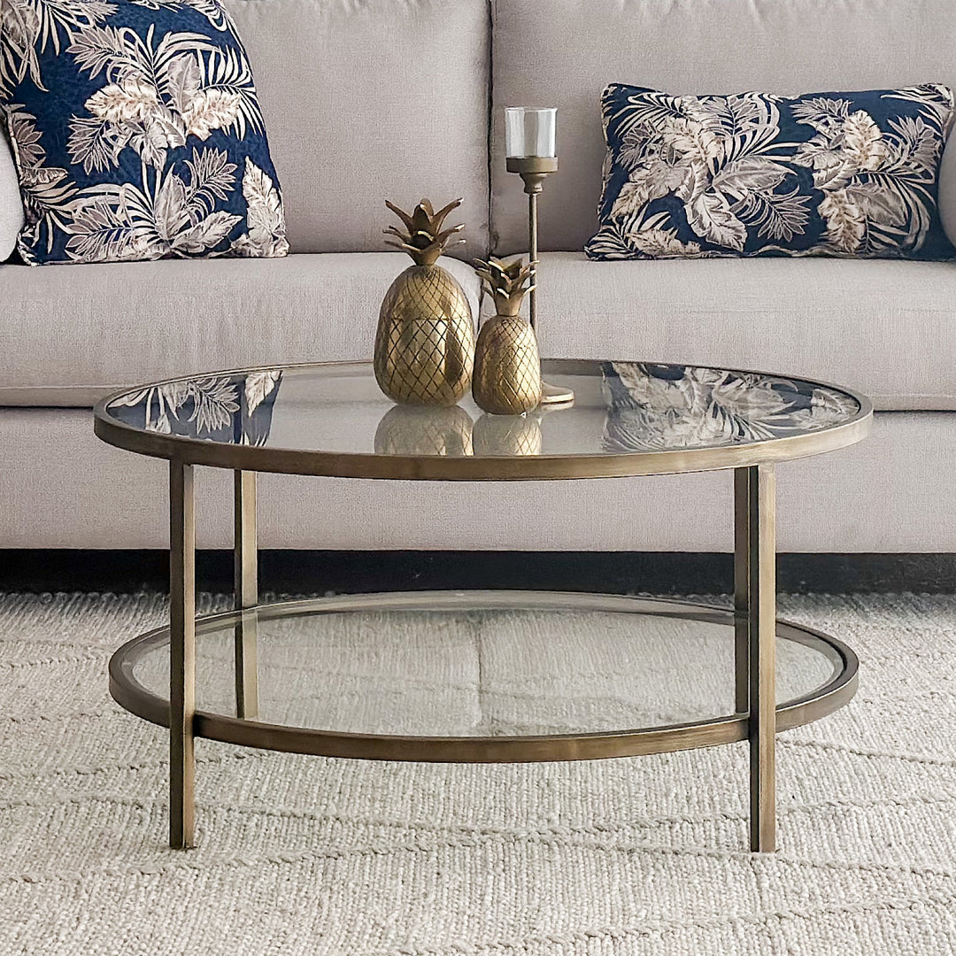 Palladium Brass Iron & Glass Coffee Table