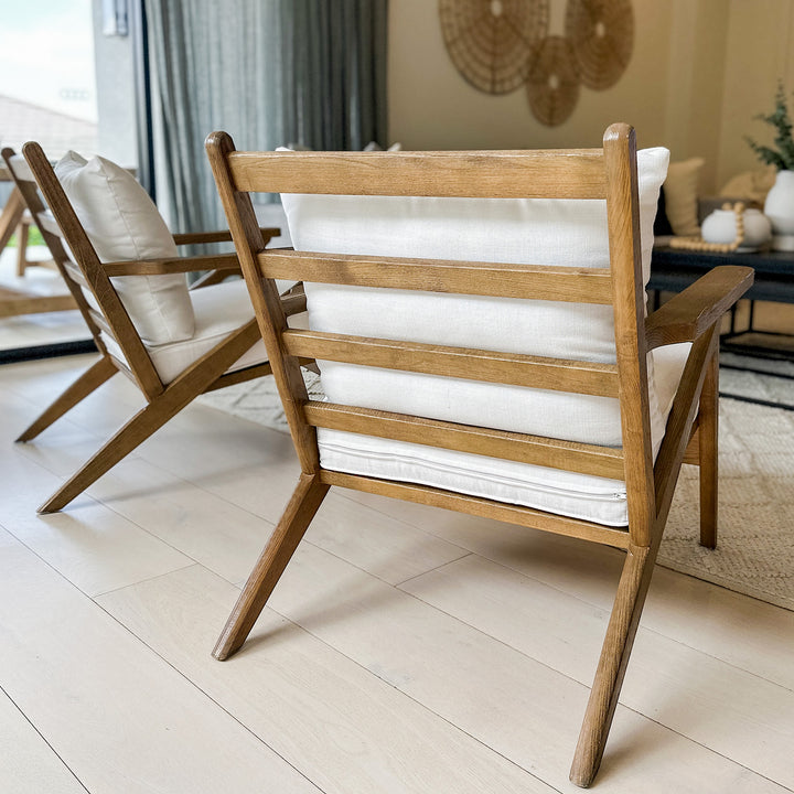 Ash Wood Timber Chair W/Natural Cushions Linen Blend